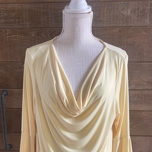 Women’s Premise Cowl Neck Shirt. Yellow. Size L